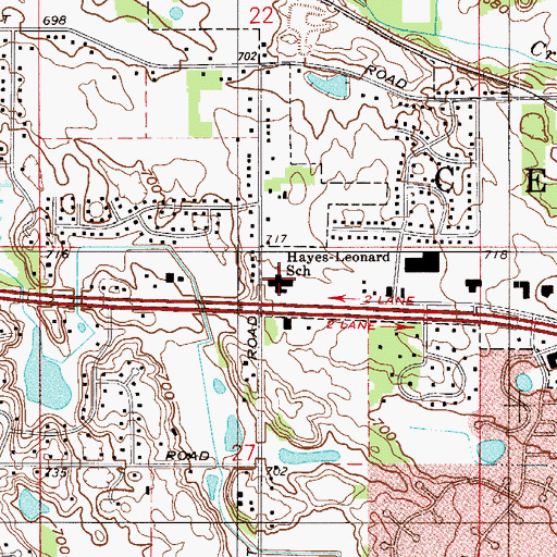 Topographic Map of Hayes-Leonard Elementary School, IN