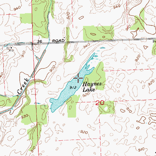 Topographic Map of Haynes Lake, IN