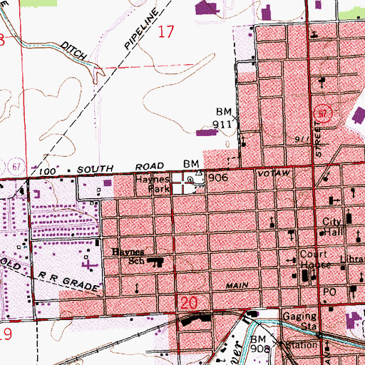 Topographic Map of Haynes Park, IN