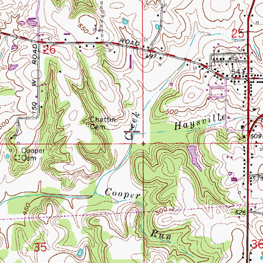 Topographic Map of Haysville Run, IN