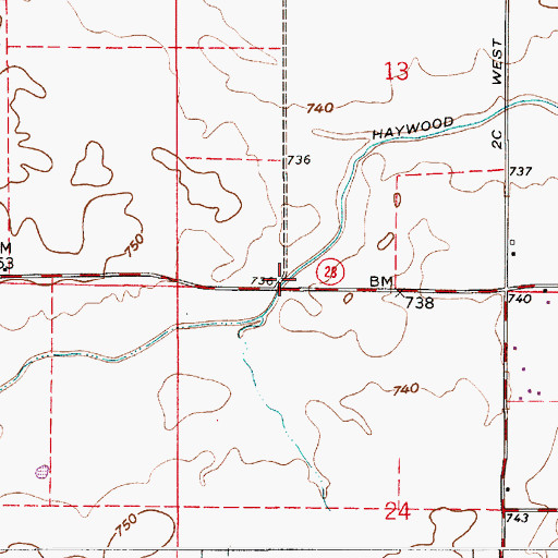 Topographic Map of Haywood Ditch, IN