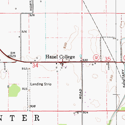 Topographic Map of Hazel College, IN