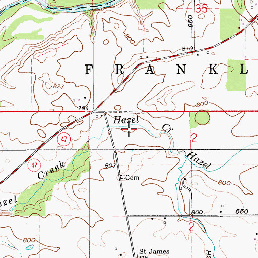 Topographic Map of Hazel Creek, IN