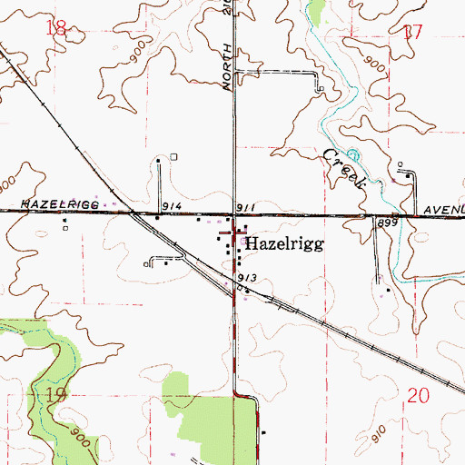 Topographic Map of Hazelrigg, IN
