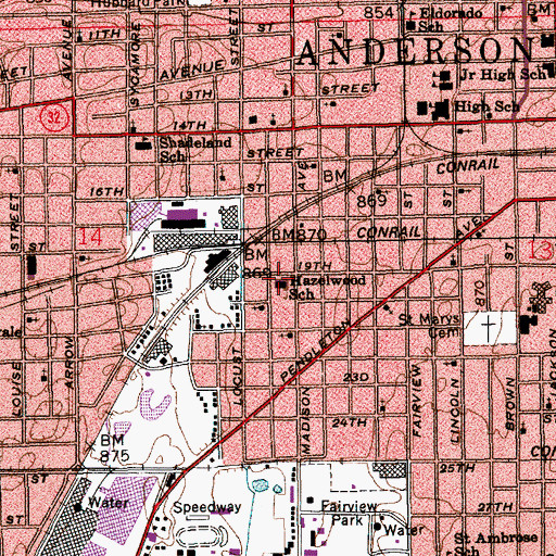 Topographic Map of Highland Senior High School, IN