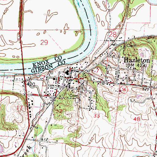 Topographic Map of Hazleton, IN