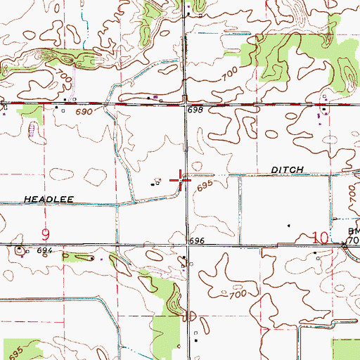 Topographic Map of Headlee Ditch, IN