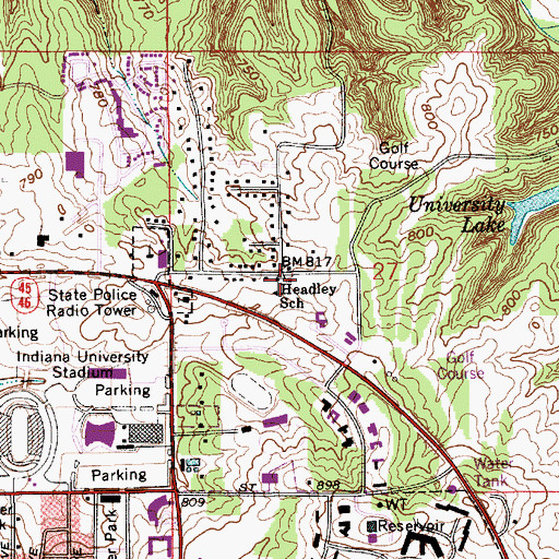 Topographic Map of Headley School, IN