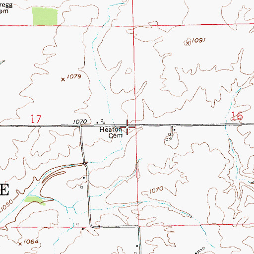 Topographic Map of Heaton Cemetery, IN