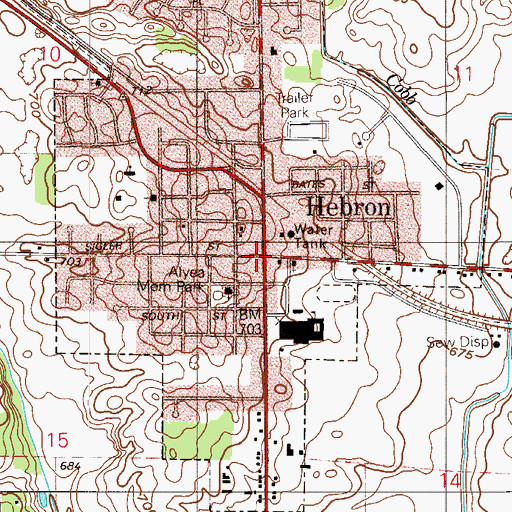 Topographic Map of Hebron, IN