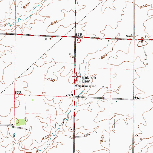 Topographic Map of Hebron Cemetery, IN