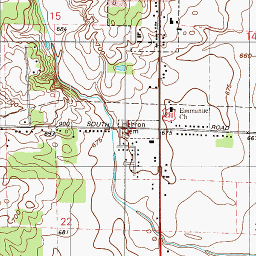Topographic Map of Hebron Cemetery, IN