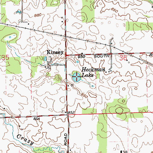 Topographic Map of Heckman Lake, IN