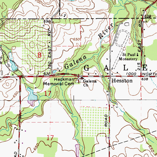 Topographic Map of Heckman Memorial Cemetery, IN