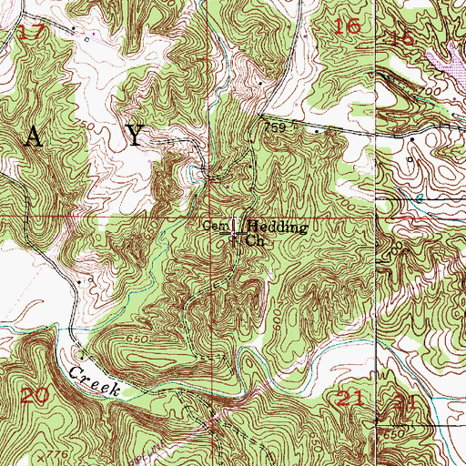 Topographic Map of Hedding Church, IN