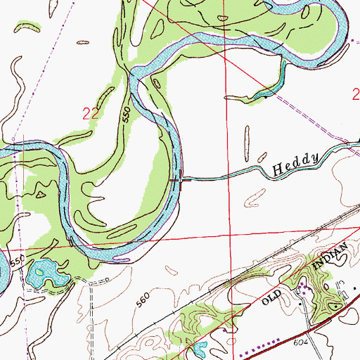 Topographic Map of Heddy Run, IN