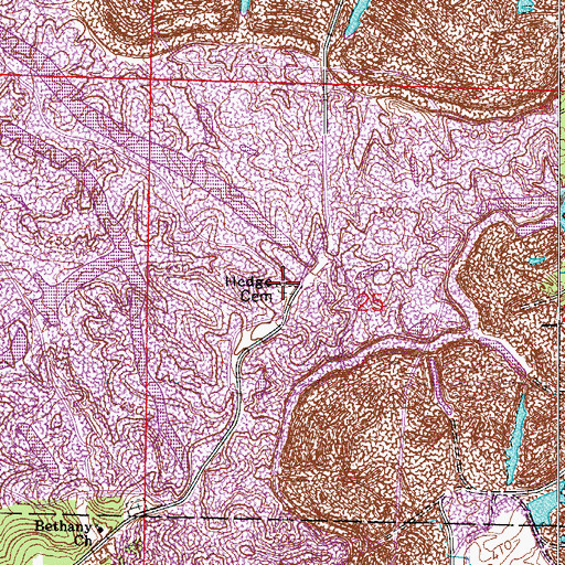Topographic Map of Hedge Cemetery, IN