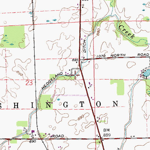 Topographic Map of Hedgeland Ditch, IN