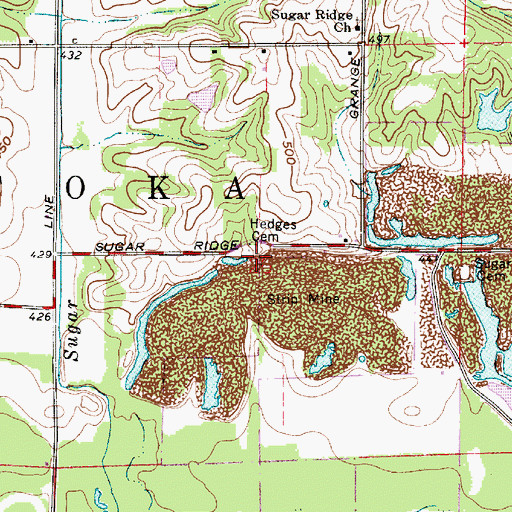 Topographic Map of Hedges Cemetery, IN