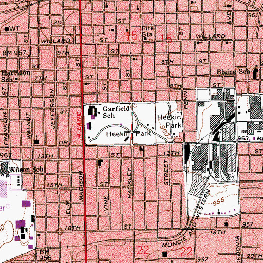 Topographic Map of Heekin Park, IN