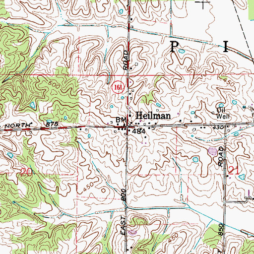Topographic Map of Heilman, IN