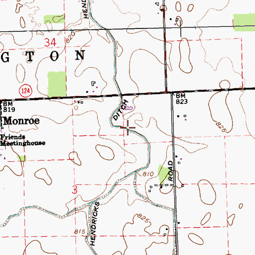 Topographic Map of Hendericks Ditch, IN