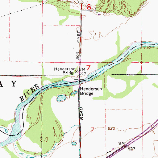 Topographic Map of Henderson Bridge, IN