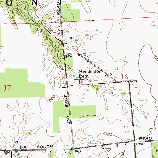 Topographic Map of Henderson Cemetery, IN