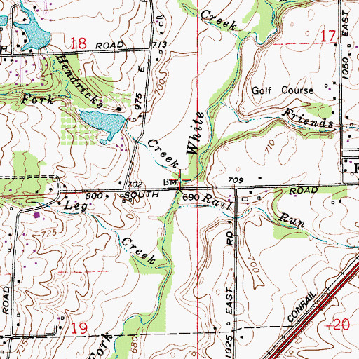 Topographic Map of Hendricks Creek, IN