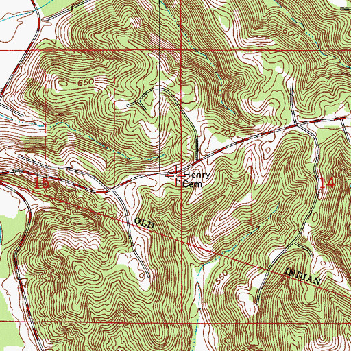 Topographic Map of Henry Cemetery, IN