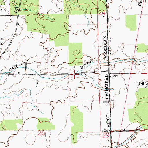 Topographic Map of Henry Ditch, IN