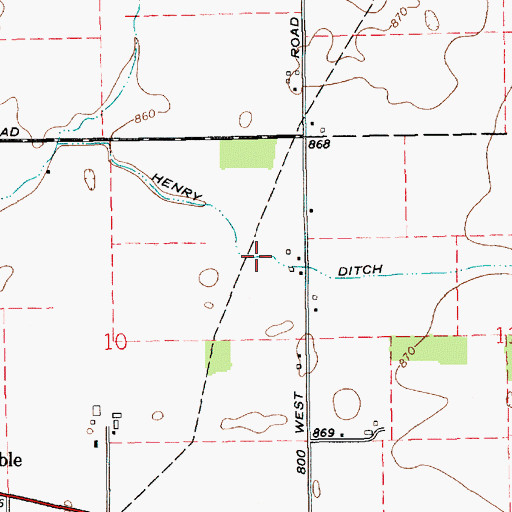 Topographic Map of Henry Ditch, IN
