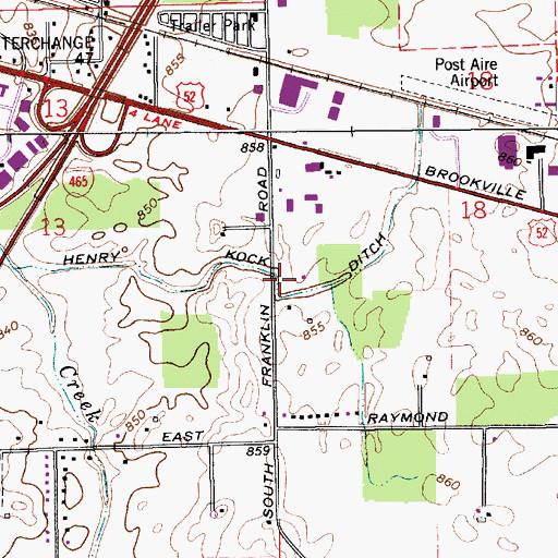 Topographic Map of Henry Kock Ditch, IN