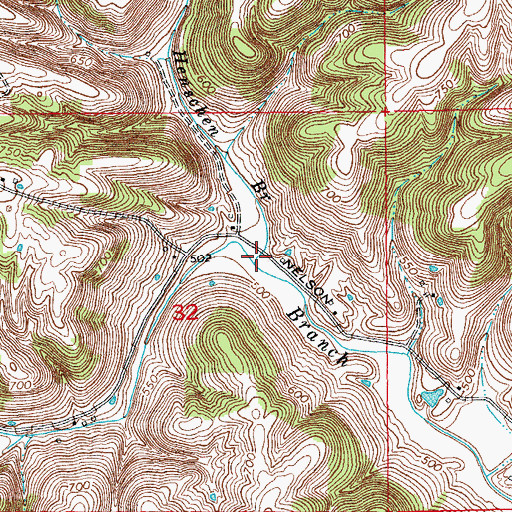 Topographic Map of Henschen Branch, IN
