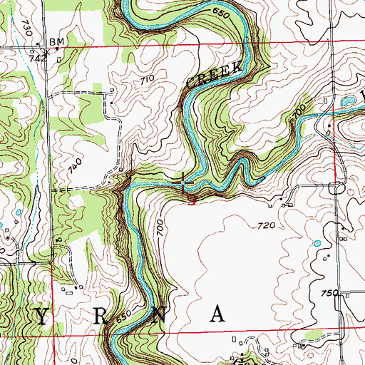 Topographic Map of Hensley Creek, IN