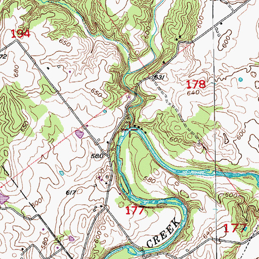 Topographic Map of Henthorn Branch, IN