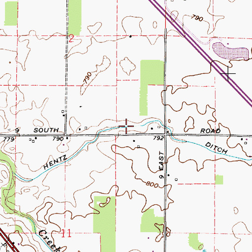 Topographic Map of Hentz Ditch, IN