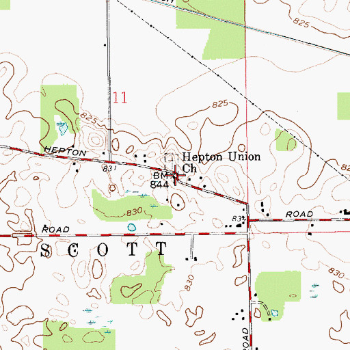 Topographic Map of Hepton Union Church, IN