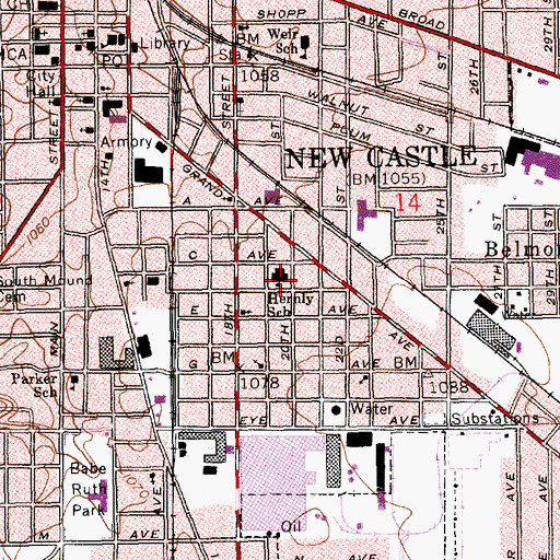 Topographic Map of Hernly School, IN