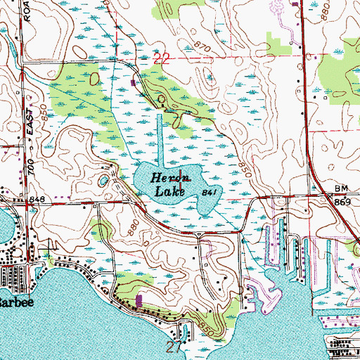 Topographic Map of Heron Lake, IN