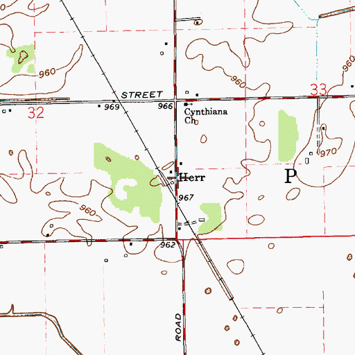 Topographic Map of Herr, IN