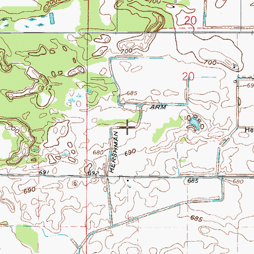 Topographic Map of Hershman Arm, IN
