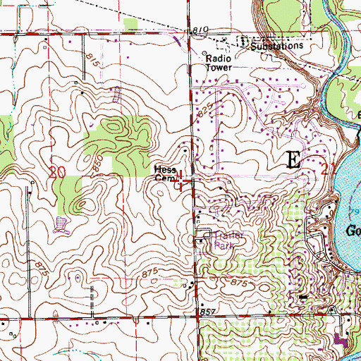Topographic Map of Hess Cemetery, IN