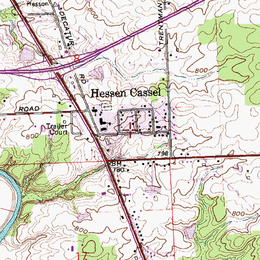 Topographic Map of Hessen Cassel, IN