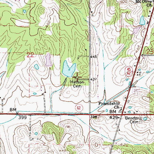 Topographic Map of Hesson Cemetery, IN