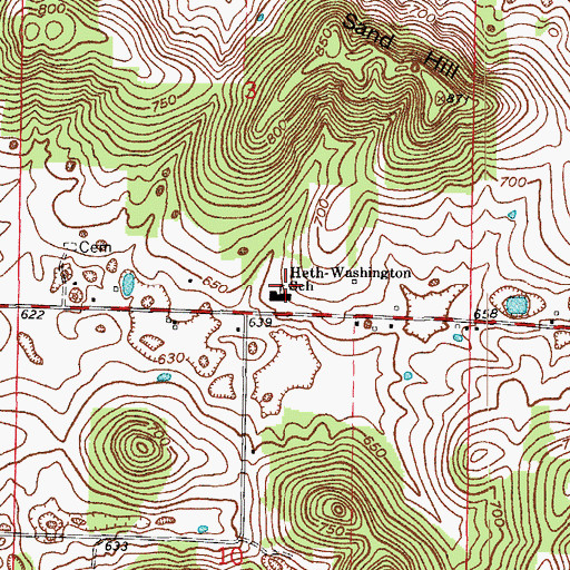 Topographic Map of Heth-Washington Elementary School, IN
