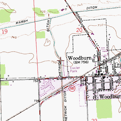 Topographic Map of Hetrick Ditch, IN