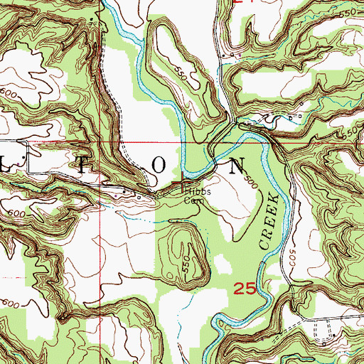 Topographic Map of Hibbs Cemetery, IN