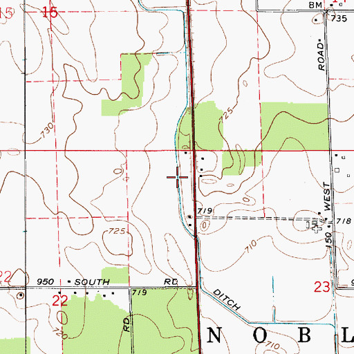 Topographic Map of Hickleson Ditch, IN