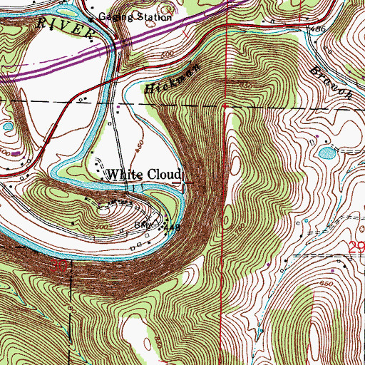 Topographic Map of Hickman Branch, IN